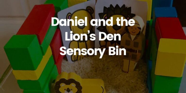 daniel and the lion's den sensory bin-cover