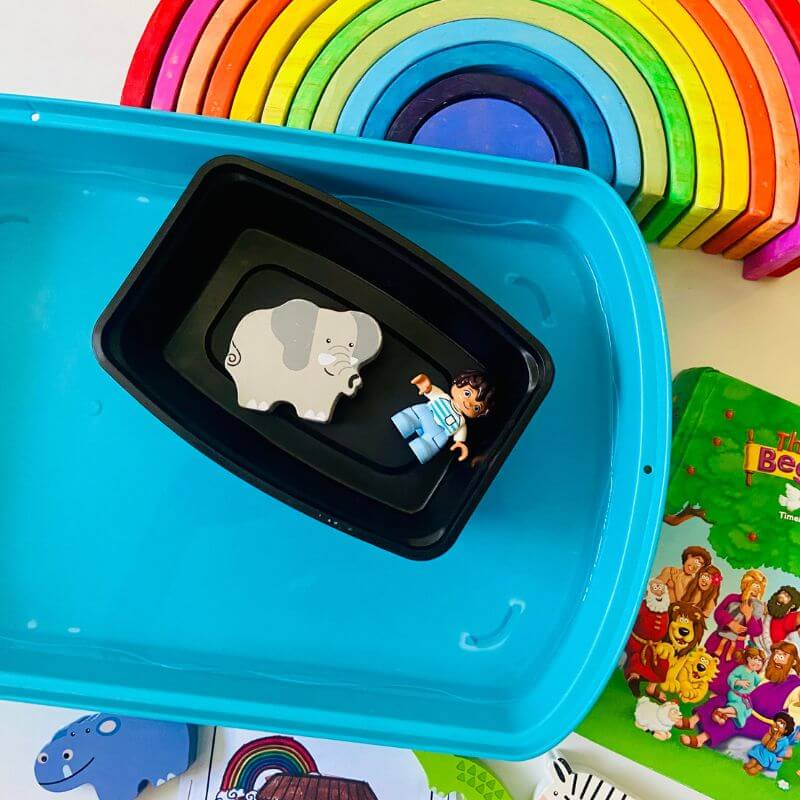 noah's ark sensory bin