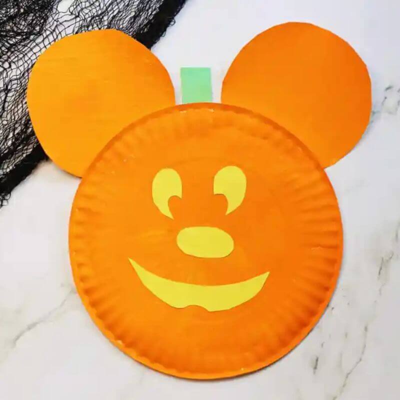 mickey mouse pumpkin paper plate craft