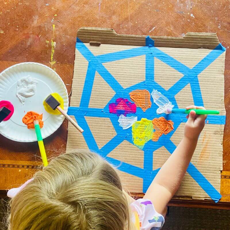 spider web tape resist art