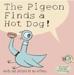 the pigeon finds a hot dog!