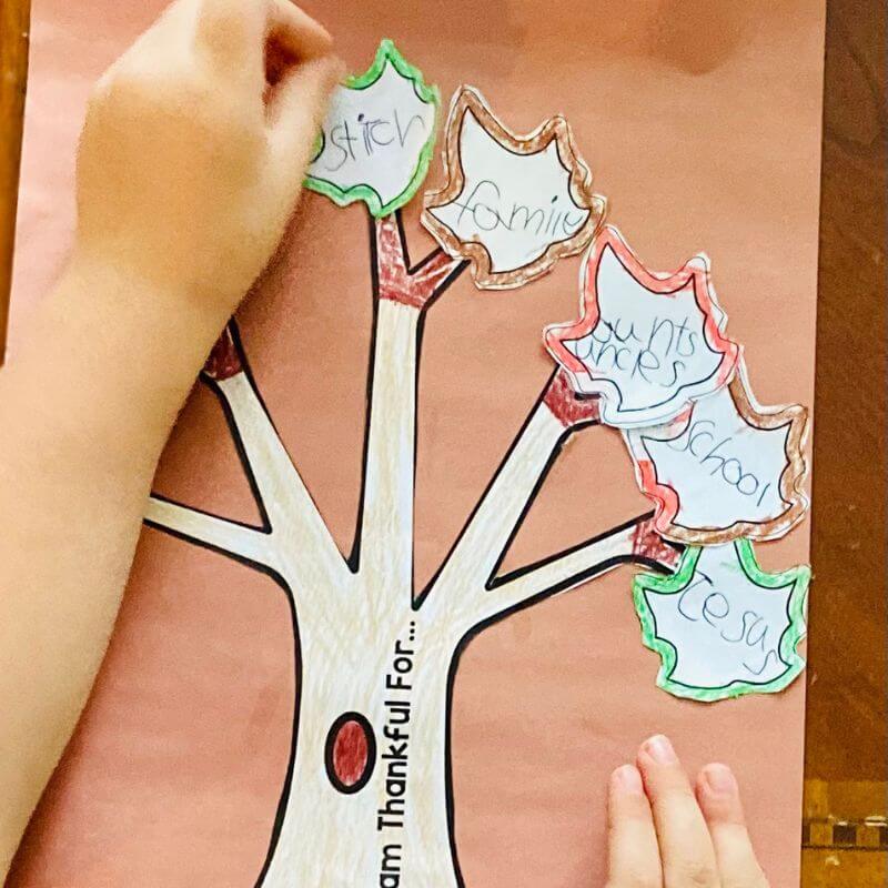 nearly completed gratitude tree craft