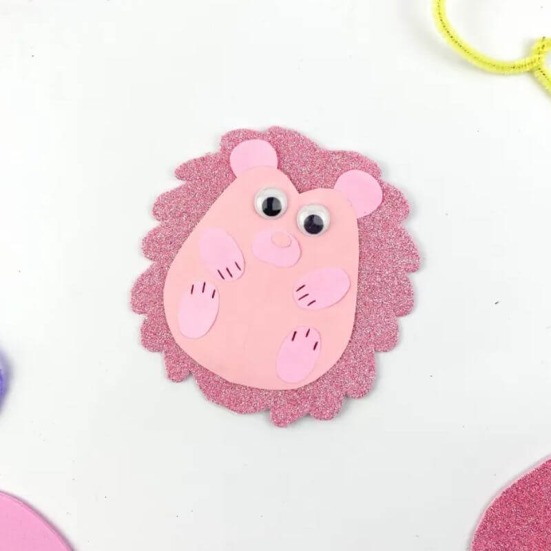 valentines day sparkly hedgehog craft